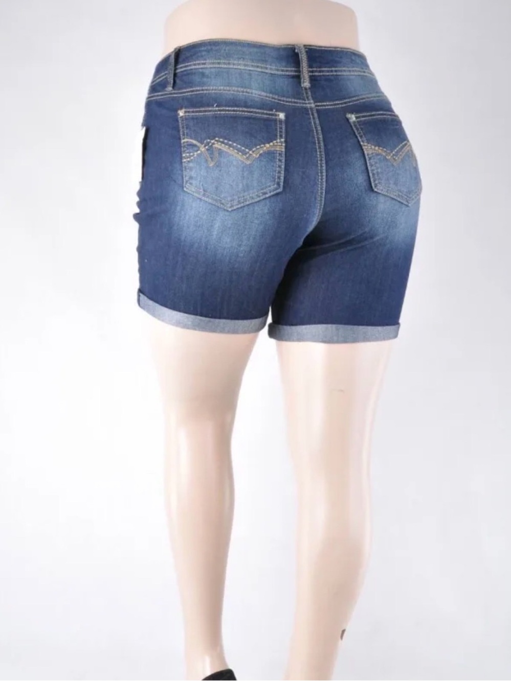 Signature Studio Dark Blue Rolled-Hem Denim Shorts💐